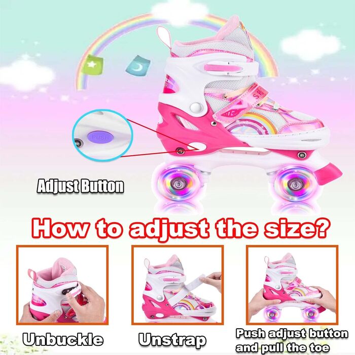 Роликові ковзани для дівчаток Vertellbar з LED підсвічуванням. Розміри 31-42, комфортні ролики для підлітків та початківців.