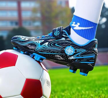 Дитячі футбольні бутси для хлопчиків та дівчаток. Зручні футбольні бутси для гри в залі та на вулиці. Професійні футбольні шиповані бутси для тренувань (38 EU, Синій)