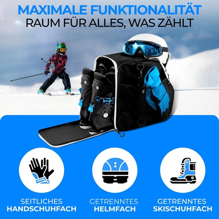 Чохол для лижних черевиків для дітей з відділенням для шолома [40 л] - модель ISCHGL, чорно-білий