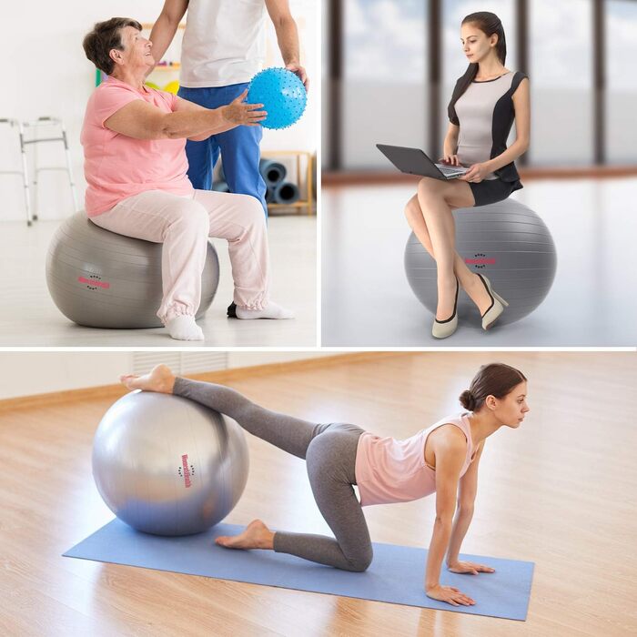 Гімнастичний м'яч Women's Health для фітнесу, стабільності та тренувань, антивибуховий, для йоги, пілатесу, пресу та сидіння