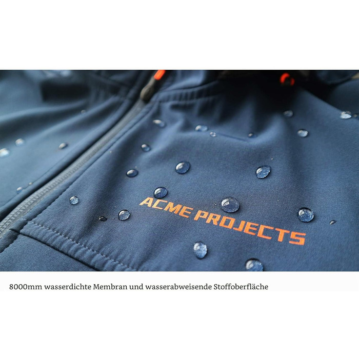 Чоловіча водонепроникна куртка Softshell Acme Projects з флісовою підкладкою, знімним капюшоном та YKK-застібкою для походів та кемпінгу, колір чорний, розмір L