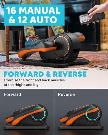Еліптичний тренажер Gonex під стіл для літніх людей, електричний, з пультом керування, 16 рівнів швидкості, ручний та автоматичний режими (Помаранчевий)