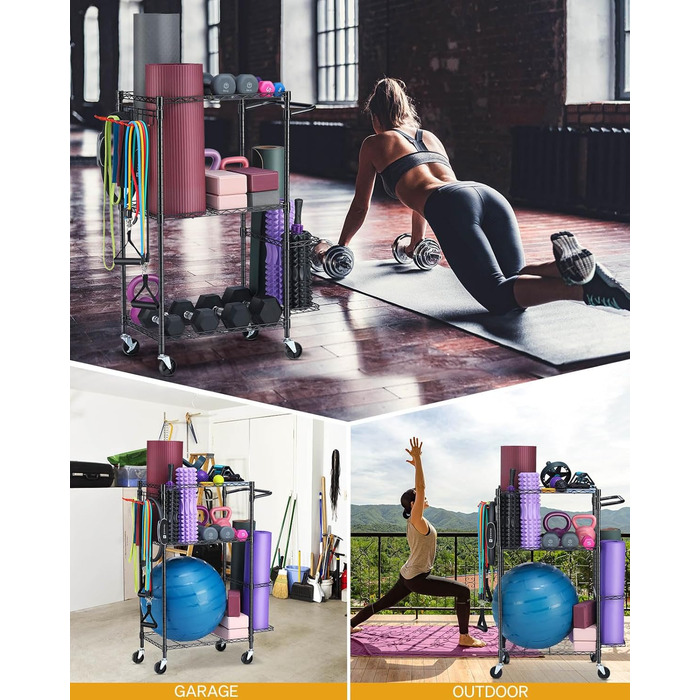 Стійка для йогаматів та тренувального інвентарю, чорна. Організатор для дому, фітнес-студії. Об'єм 34.5л, розміри 34.5*16*44 см