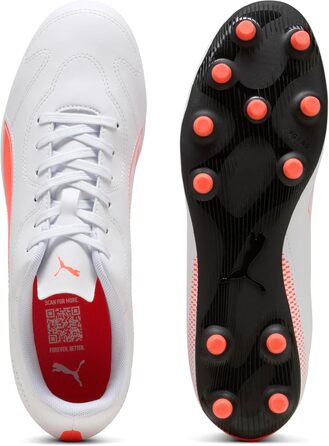 Футбольні бутси PUMA Vitoria II FG/AG для чоловіків, чорно-білі, розмір 42.5 EU, з акцентами червоного кольору