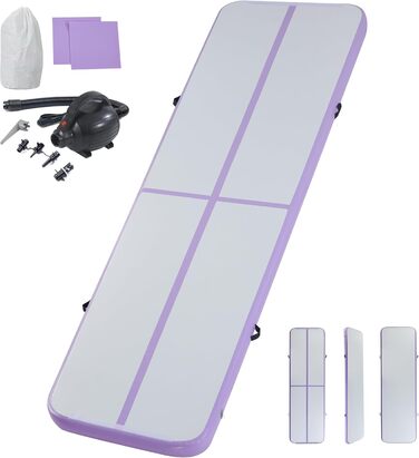 Надувна гімнастична мата LSLIFE для дому: 3м, 4м, 5м, 6м, товщина 10см, з електричним насосом. Підходить для гімнастики, йоги, акробатики, тренувань дітей.