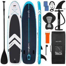 SUP дошка SereneLife надувна 366x86 см для 2 дорослих + дитина, комплект для сплаву, стабільна, антиковзка, для сім'ї, річки та озера