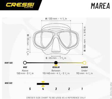 Маска для дайвінгу та снорклінгу Cressi Marea, унісекс, жовто-біла, універсальний розмір, комплект з трубкою Mexico або без неї