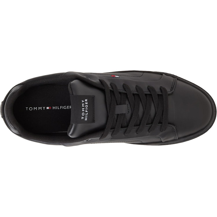 Чоловічі шкіряні кросівки Tommy Hilfiger Low Icon Court Leather Flag Essential, чорні, розмір 46 EU