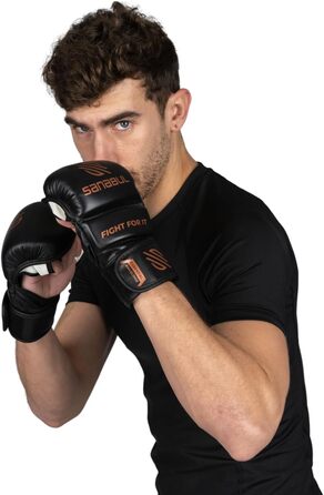 Рукавички для MMA Sanabul Essential 7oz Чорно-срібні (L-XL) - для спарингу та тренувань