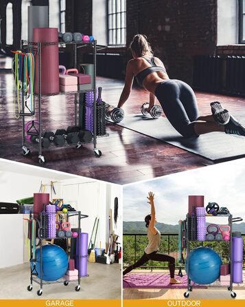 Стійка для йогаматів та тренувального інвентарю, чорна. Організатор для дому, фітнес-студії. Об'єм 34.5л, розміри 34.5*16*44 см