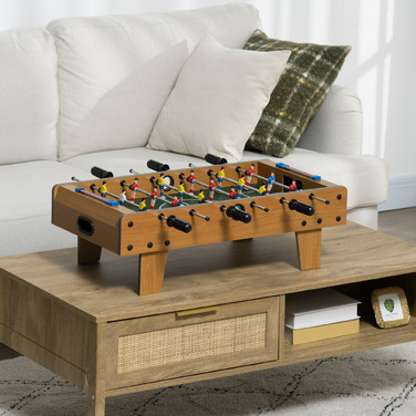 Набір для настільного футболу HOMCOM, кікер, компактна дерев'яна конструкція, 2 м'ячі, табло, коричневий