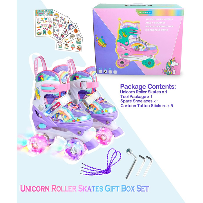 Дитячі ролики Kinder Einhorn для дівчаток, 3-6 років, з підсвічуванням, регульовані, для початківців, фіолетові