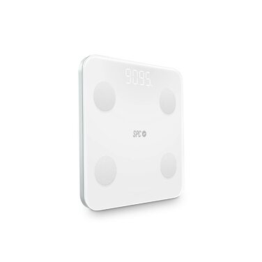 SPC Atenea Fit 3 – електронна вага з біоімпедансом, 18 метрик, аналізатор складу тіла, BMI, вісцеральний жир, м'язова маса, базовий метаболізм, до 10 користувачів, синхронізація з додатком через Bluetooth, білий колір