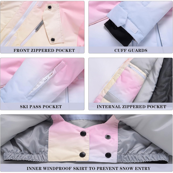 Комплект гірськолижний жіночий HOTIAN 2 в 1: куртка та штани, водонепроникний, вітронепроникний, для сноуборду та гірськолижного спорту, M, 2020+
