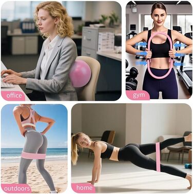 Набір для пілатесу: Magic Circle, еластичні стрічки, м'яч, шкарпетки, ролер. Тренування вдома для жінок та початківців