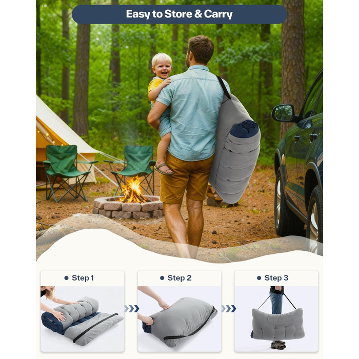 Розкладне ліжко Sportneer з матрацом: для кемпінгу, відпочинку на природі та дому (200x81x47 см, сірий)