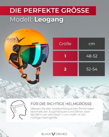 Дитячий гірськолижний шолом Leogang з візором у стилі пілота для дітей та підлітків, регульований, дихаючий, неоново-помаранчевий (XS, 52-54 см)