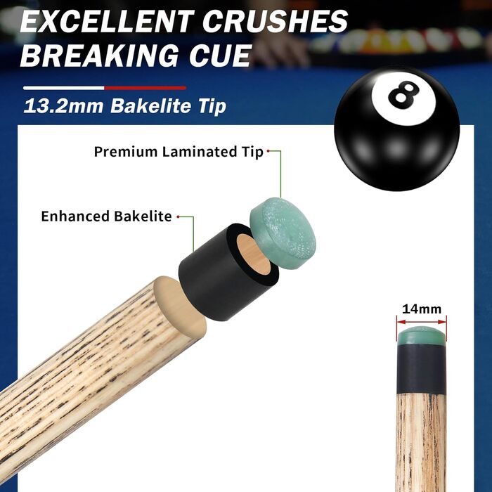 Більярдний кий для розбиття IIQ Heavy Hitter Break Stick, чорний, 21 унція (652 г)