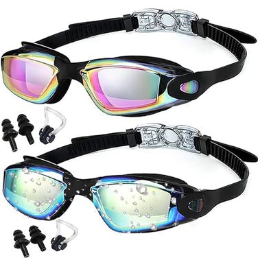 Окуляри для плавання унісекс Schwimmbrille: антизапітніюючі, UV-захист, регульовані, професійні, для дорослих та підлітків (сині/рожеві)