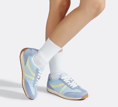 Жіночі ретро-кросівки LUCKY STEP: зручні повсякденні черевики 39 EU, синьо-жовті, з протиковзкою підошвою та дихаючою підкладкою