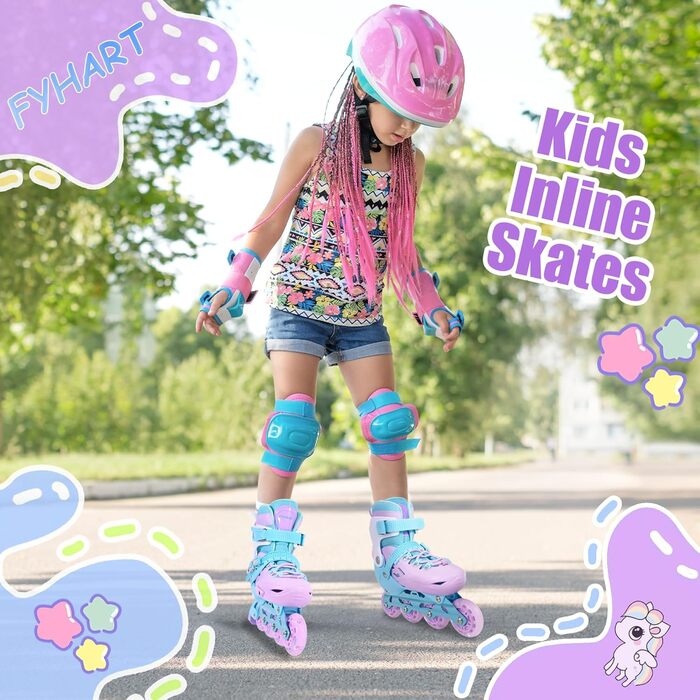 Дитячі ролики-інлайни для дівчаток з підсвічуванням коліс, фіолетовий колір. Підходять для початківців, для використання в приміщенні та на вулиці.