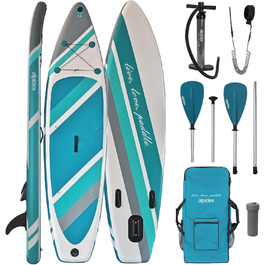 Надувна SUP-дошка ALPIDEX 320×76×15 см, комплект: весло, плавці, насос, рюкзак, ремкомплект, до 200 кг