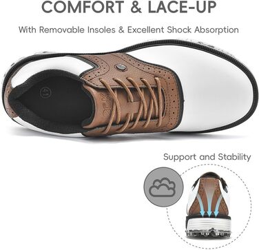 Гольф-взуття чоловіче ULTIANT водонепроникне, без шипів, класичне, зручне, коричневе, 42 EU