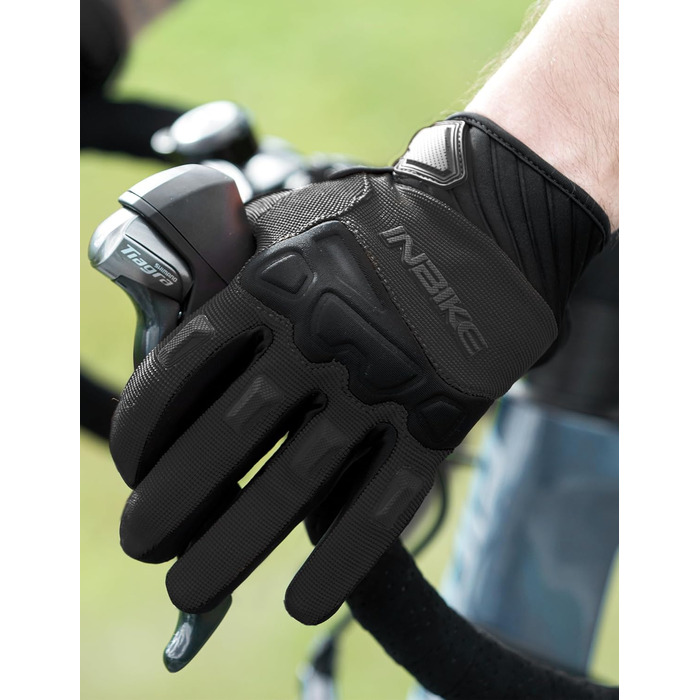 Рукавички INBIKE для MTB, Motocross: повний захист, TPR накладки на пальці, SCR-Pad, чорний, розмір M