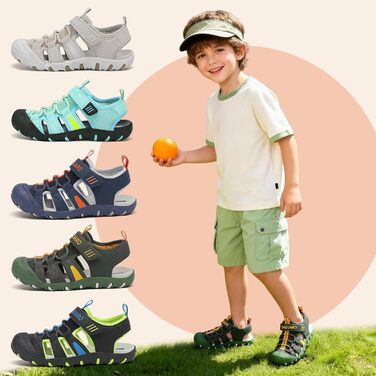 Сандалі дитячі SAGUARO закриті трекінгові для хлопчиків, літні, для активного відпочинку, зелені, розмір 36 EU