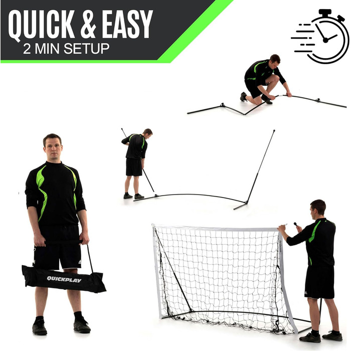 Футбол ворота QUICKPLAY KICKSTER портативні 2.4x1.2м - для дітей та дорослих, швидкозбірні, для саду та вулиці + сумка