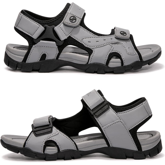 Чоловічі сандалі HEVA з натуральної шкіри для активного відпочинку, трекінгу та піших прогулянок (44 EU, сірі)
