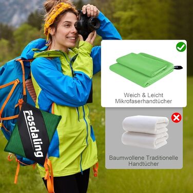 Набір рушників Damoguin 3шт: великий (180x80 см) та 2 маленькі (80x40 см) з мікрофібри. Швидковисихаючі рушники для спорту, пляжу, басейну та подорожей (зелені)