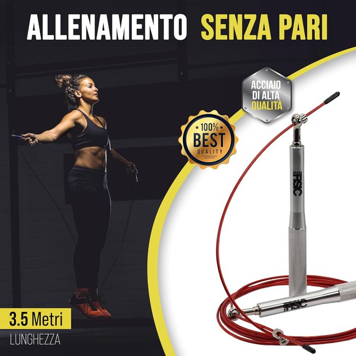 Професійне скакалка для фітнесу, 3,5 м – Crossfit Double Under – чорного або срібного кольору
