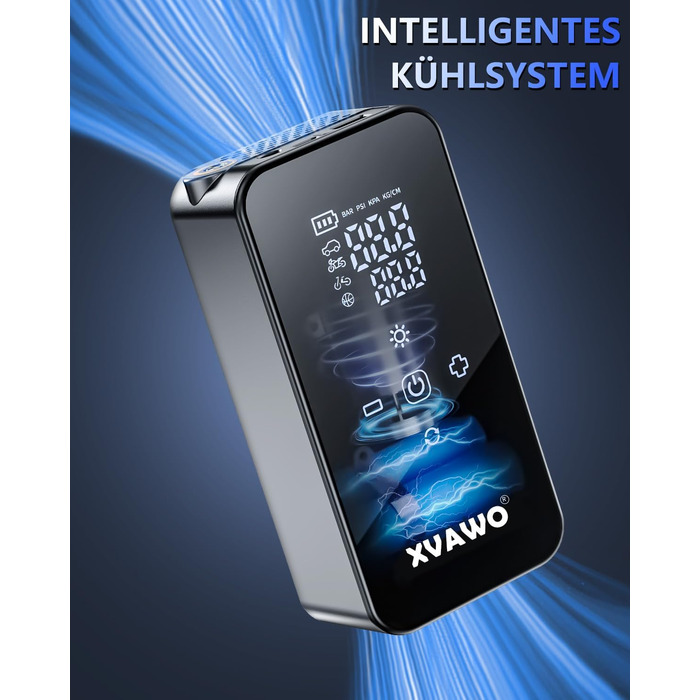 Електричний міні-компресор для накачування шин: насос для велосипеда, авто, мотоцикла, електровелосипеда та м'ячів з цифровим дисплеєм та акумулятором