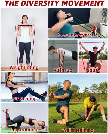 Набір еластичних стрічок FAOKZE для фітнесу, йоги, стрейчингу та силових тренувань (5 шт.)