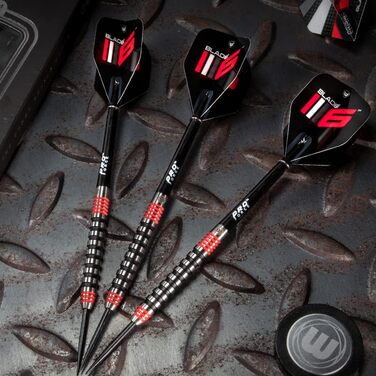 Дротики для дартсу WINMAU Advance 500 Series 24 г з червоними опереннями та стержнями