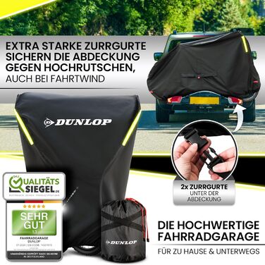 Гараж для велосипедів Dunlop на 2 велосипеда - преміум чохол від іржі 200x92x120 см з сумкою для перенесення, доступом до акумулятора та 2 отворами для замка | Захисний чохол для велосипедів