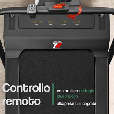 Електрична бігова доріжка та Walking Pad 2 в 1 YM, компактна, чорна, з поручнем і тримачем для планшета, Bluetooth-динаміки, сумісна з KINOMAP і ZWIFT, дистанційне керування, 6 програм