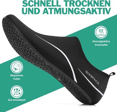 Чоловічі та жіночі аквашузи Sixspace для плавання, серфінгу, йоги та відпочинку на пляжі. Швидко сохнуть, дихаючі, чорні (розмір EU 37)