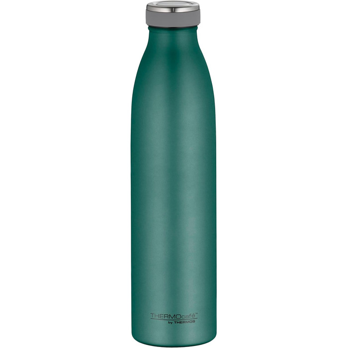 Термос-бутилка THERMOS Thermocafé 0,75 л, нержавіюча сталь, ізольована, зберігає тепло 12 годин, холод 24 години, герметична, для газованих напоїв, для школи, офісу та подорожей, матова зелена