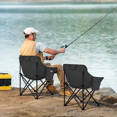 Крісло для кемпінгу складне з сумкою та неслизькими ніжками - ідеальне для риболовлі, відпочинку на пляжі, туризму, саду та балкону (темно-сірий)
