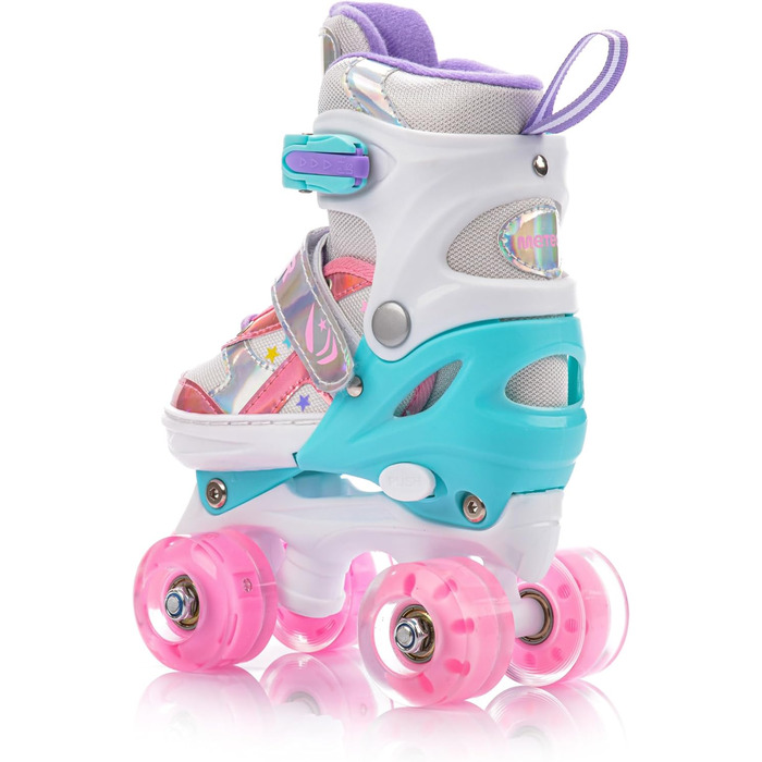 Дитячі ролики Kinder з LED підсвіткою та регульованим розміром – ретро ролики для підлітків – багатокольорові диско ролики Quad Skates - Roll ab! S 30-33 Lunar