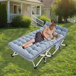 Кемпінгове ліжко з матрацом, розкладне, для відпочинку на природі та вдома, 200 кг, сіре