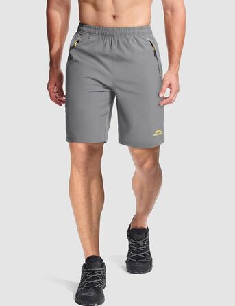 Шорти спортивні чоловічі MAGCOMSEN, легкі, швидковисихаючі, для тренувань та хайкінгу, з кишенями на блискавці, сірий, розмір 36
