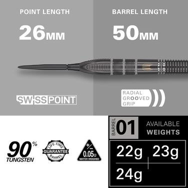 Дротики Target Nathan Aspinall Echo 90% вольфрам, сталевий наконечник, Swiss Point, гравець ASP, професійні дротики з Pro Grip та Pro Ultra, інструмент SP у комплекті