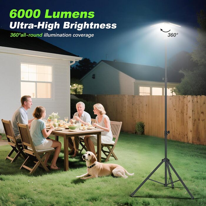 Налобний ліхтар-ліхтарик кемпінговий, 14000 mAh, LED, 6000LM, IPX5, вологостійкий, чорний