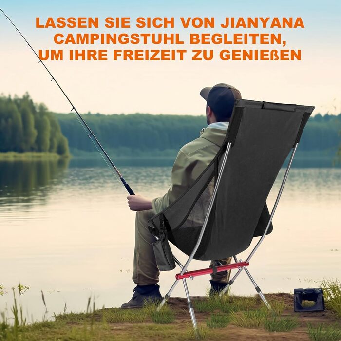 Складний туристичний стільчик Jianyana для відпочинку на природі: риболовля, пляж, сад. Максимальне навантаження 150 кг.