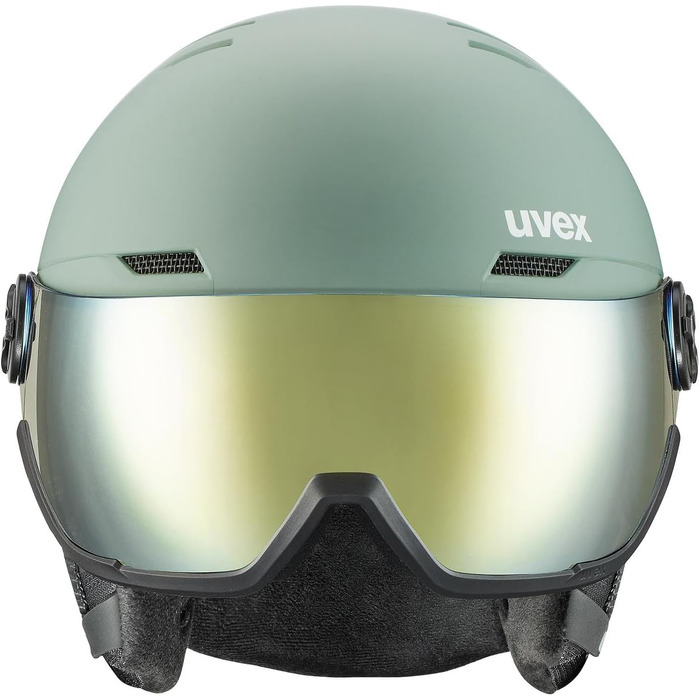 Лижний шолом Uvex Wanted Visor для жінок і чоловіків, міцний, з візором, зелений матовий, розмір 54-58 см