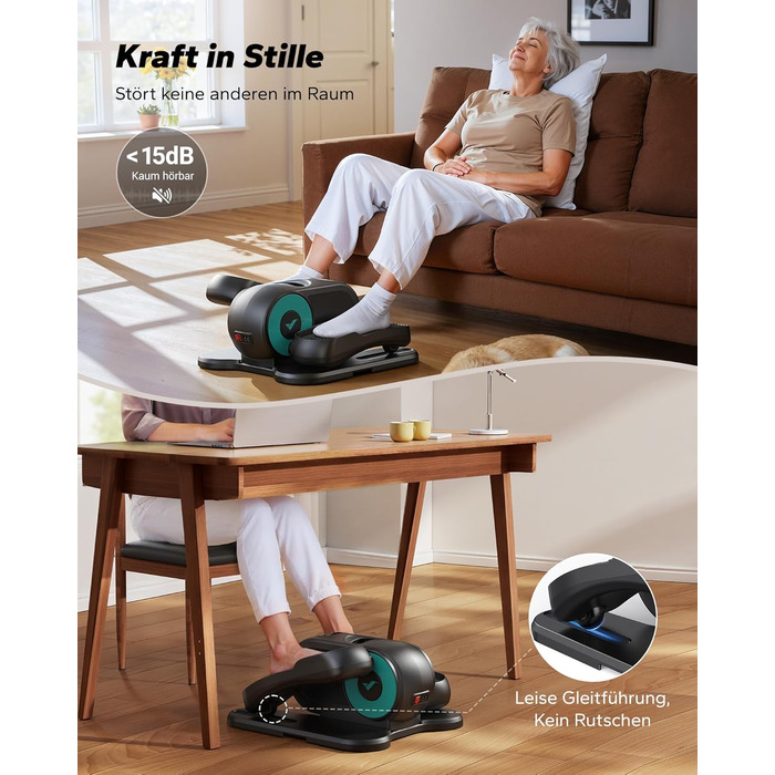 MERACH Міні електричний крос-тренажер під стіл з пультом, дисплеєм та неслизьким покриттям, 12 швидкостей, тихий та портативний для дому, для дорослих та літніх людей, блакитний E32-2025