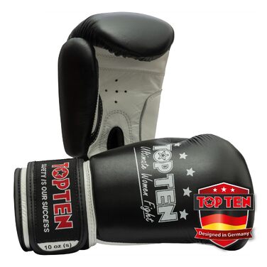Боксерські рукавички для жінок Ultimate Woman Fight, 10 oz (чорно-білі)